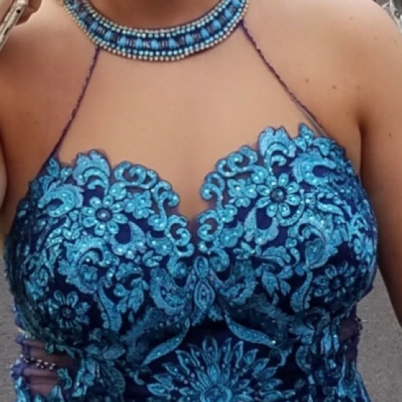 Navy and light blue formal dress - Picture 4 of 4